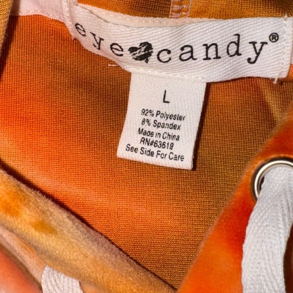 Eye Candy Soft & Cozy Tie-Dye Hoodie Sweater - Orange and Brown - Picture 2 of 4